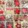 Baumwollstoff - Weihnachts-Patchwork, Rot und Braun