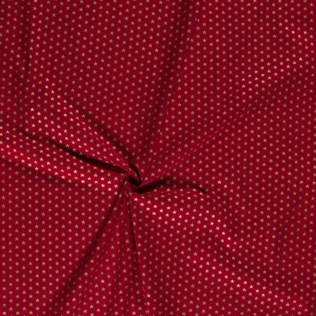 PREMIUM Baumwolle - Weihnachtliche Goldene Sterne auf rotem Hintergrund