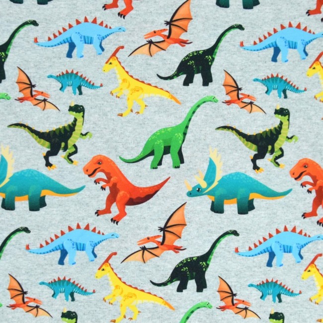 bedruckter Sweatshirtstoff FRENCH TERRY - Dinosaurier