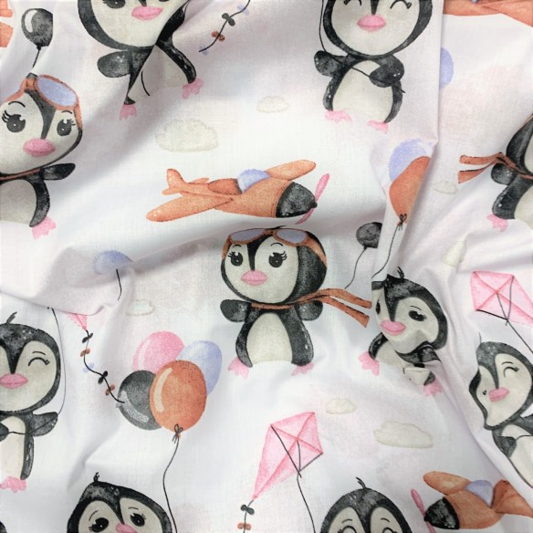 Baumwollstoff - glücklicher Pinguin