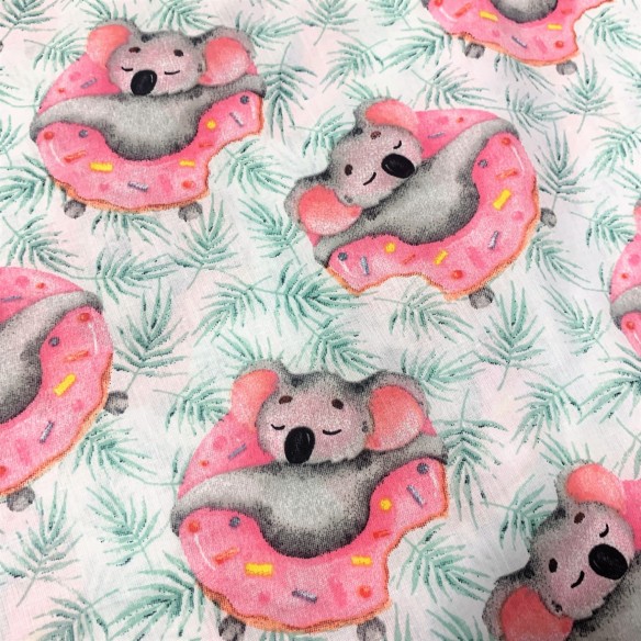 Baumwollstoff - Koala und Donut