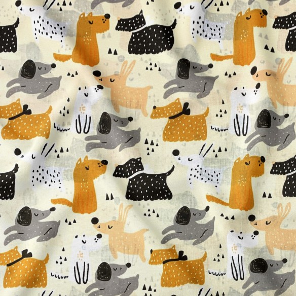Baumwollstoff - gemalte Hunde