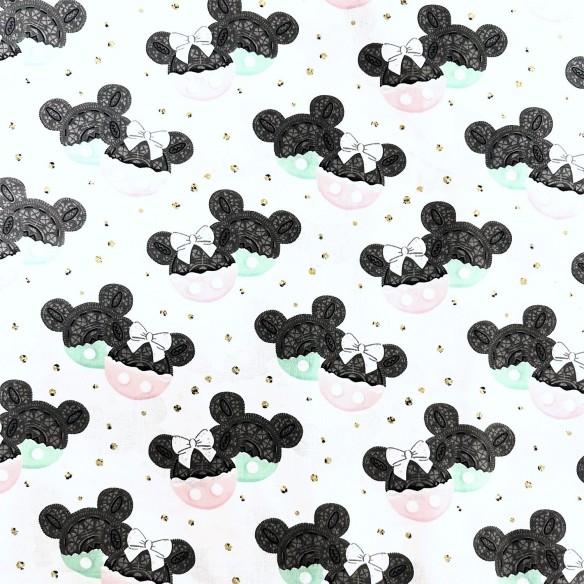 Baumwollstoff - Mickey Mouse und Kekse
