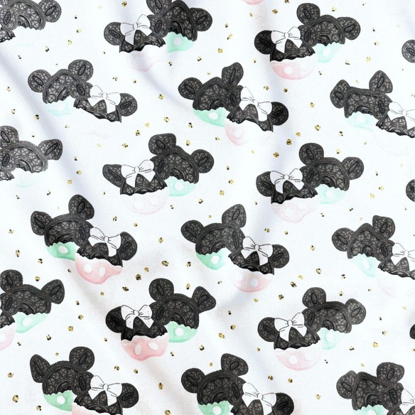 Baumwollstoff - Mickey Mouse und Kekse