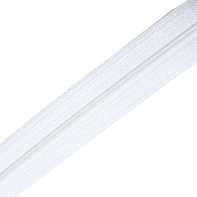 weißes Reißverschlussband - 3 cm