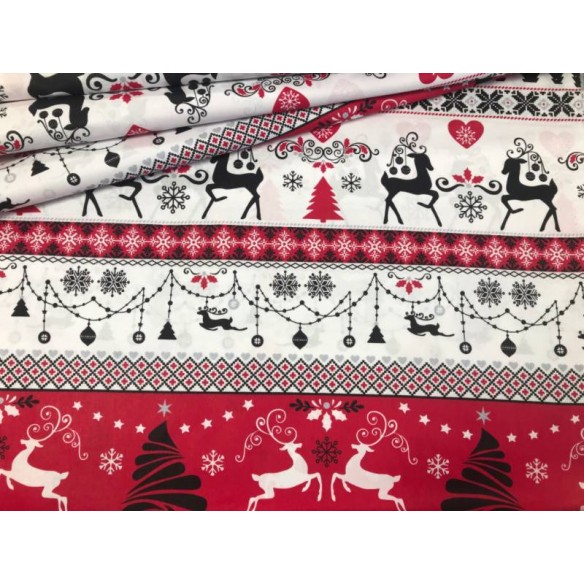 Baumwollstoff - weihnachtlich, rot-schwarzer Pullover