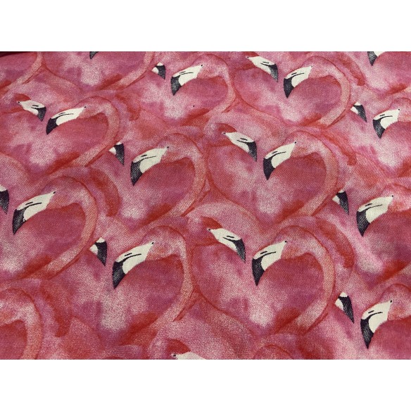 Baumwollstoff - rosa Flamingos im Kino