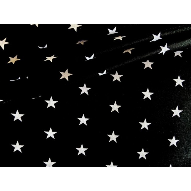 Baumwollstoff - weiße Sterne auf schwarzem Hintergrund