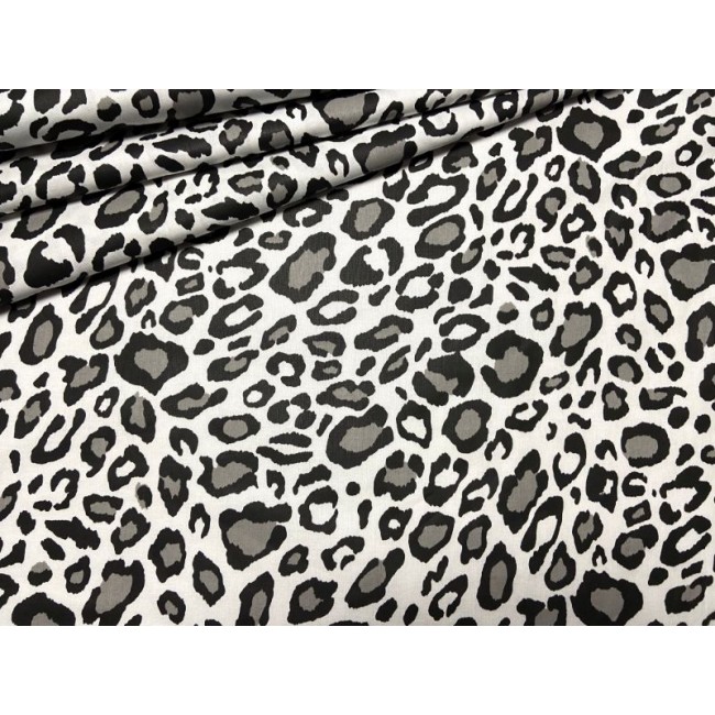 Baumwollstoff - Leopardenmuster auf weißem Hintergrund