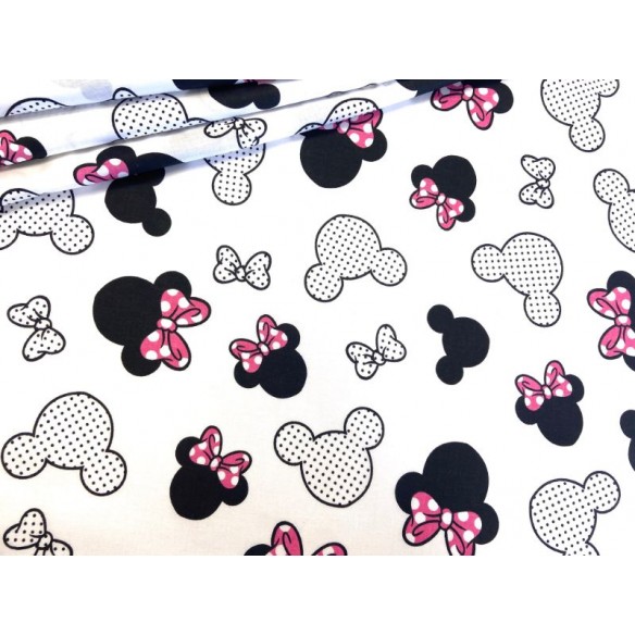 Baumwollstoff - Mickey Mouse mit Tupfen, rosa
