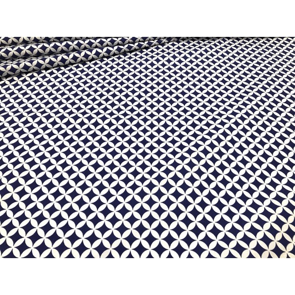 Baumwollstoff - feines marineblaues marokkanisches Muster