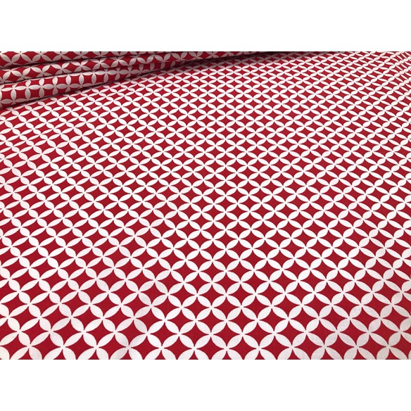 Baumwollstoff - feines rotes marokkanisches Muster