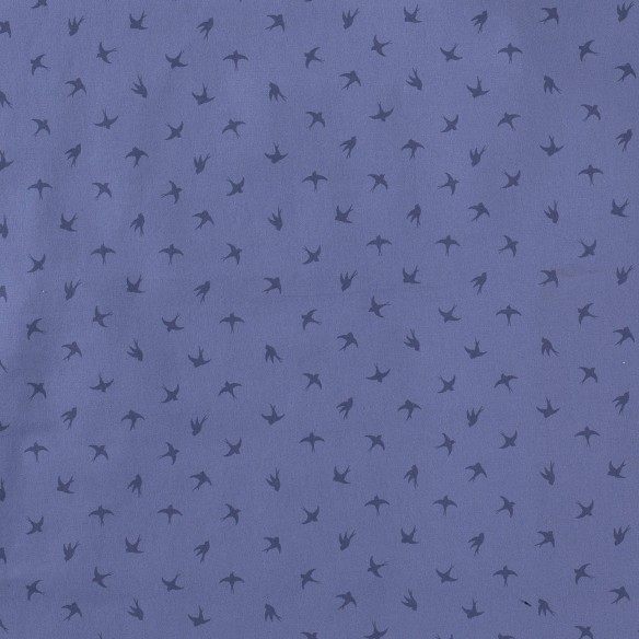 Single Jersey bedruckt - marineblaue Schwalben auf marineblauem Hintergrund