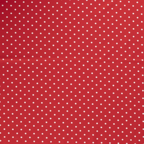 Single Jersey bedruckt - weiße kleine Punkte auf rotem Hintergrund