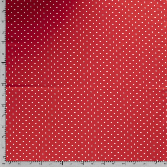 Single Jersey bedruckt - weiße kleine Punkte auf rotem Hintergrund