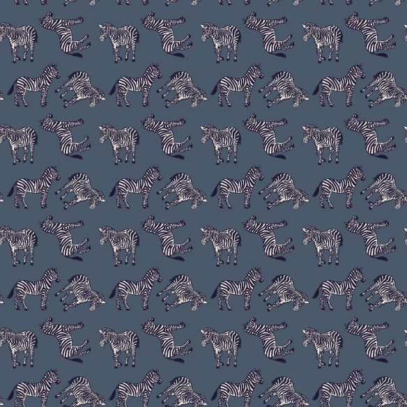 PREMIUM Baumwolle - Zebras auf indigoblauem Hintergrund