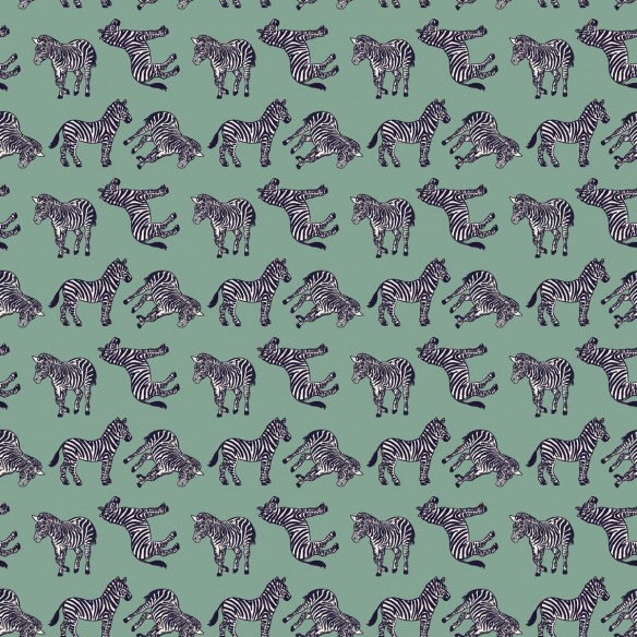 PREMIUM Baumwolle - Zebras auf grünem Hintergrund