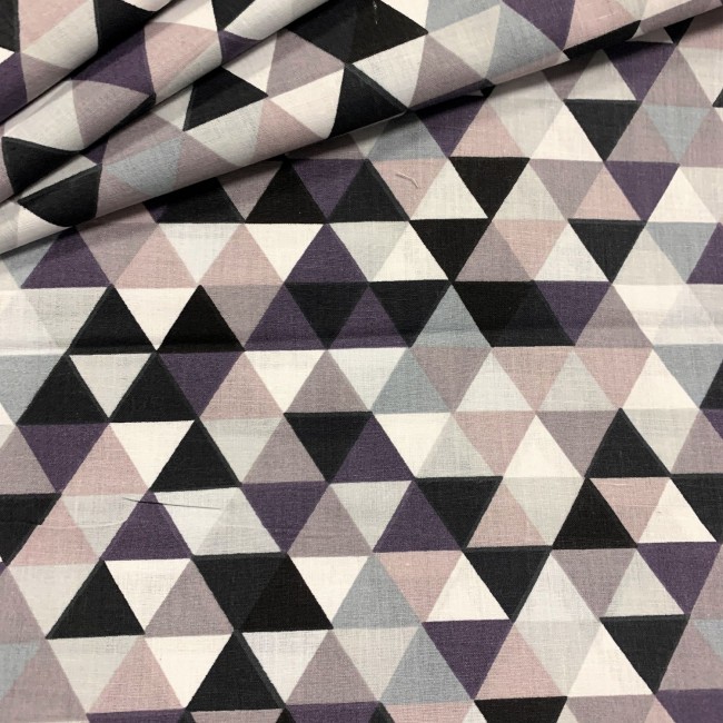 Baumwollstoff - Mini-Dreiecke, violett-schwarz