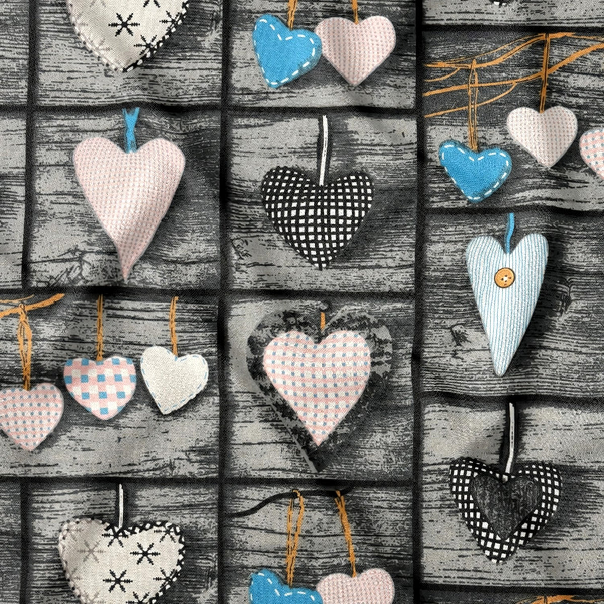 Baumwollstoff - Weihnachts-Patchwork, Rot und Braun