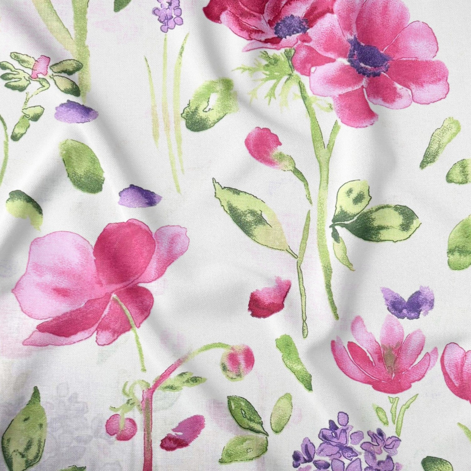 Baumwollstoff - Pink-Violett Garten