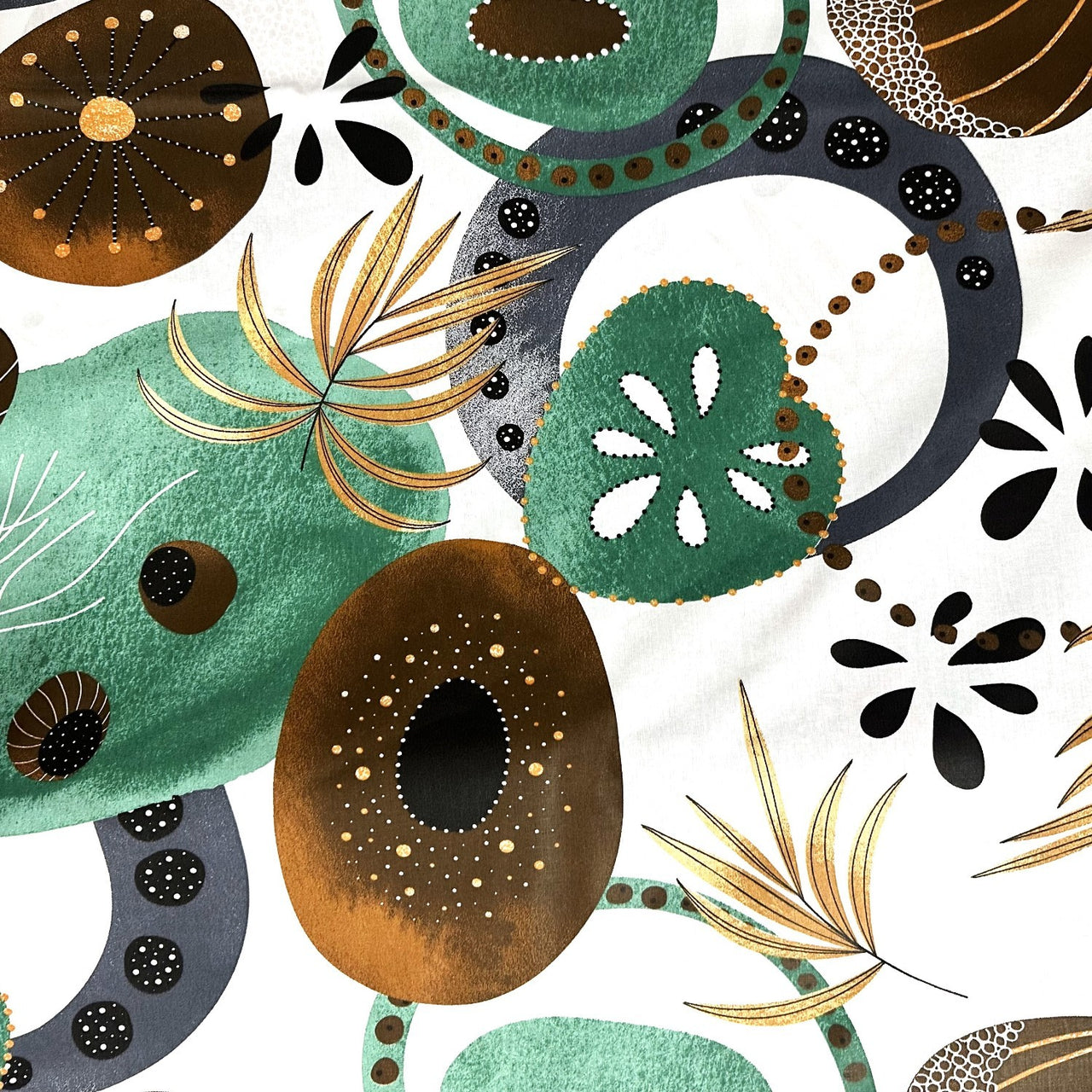 Cotton Fabric - Abstraction Green and Brown