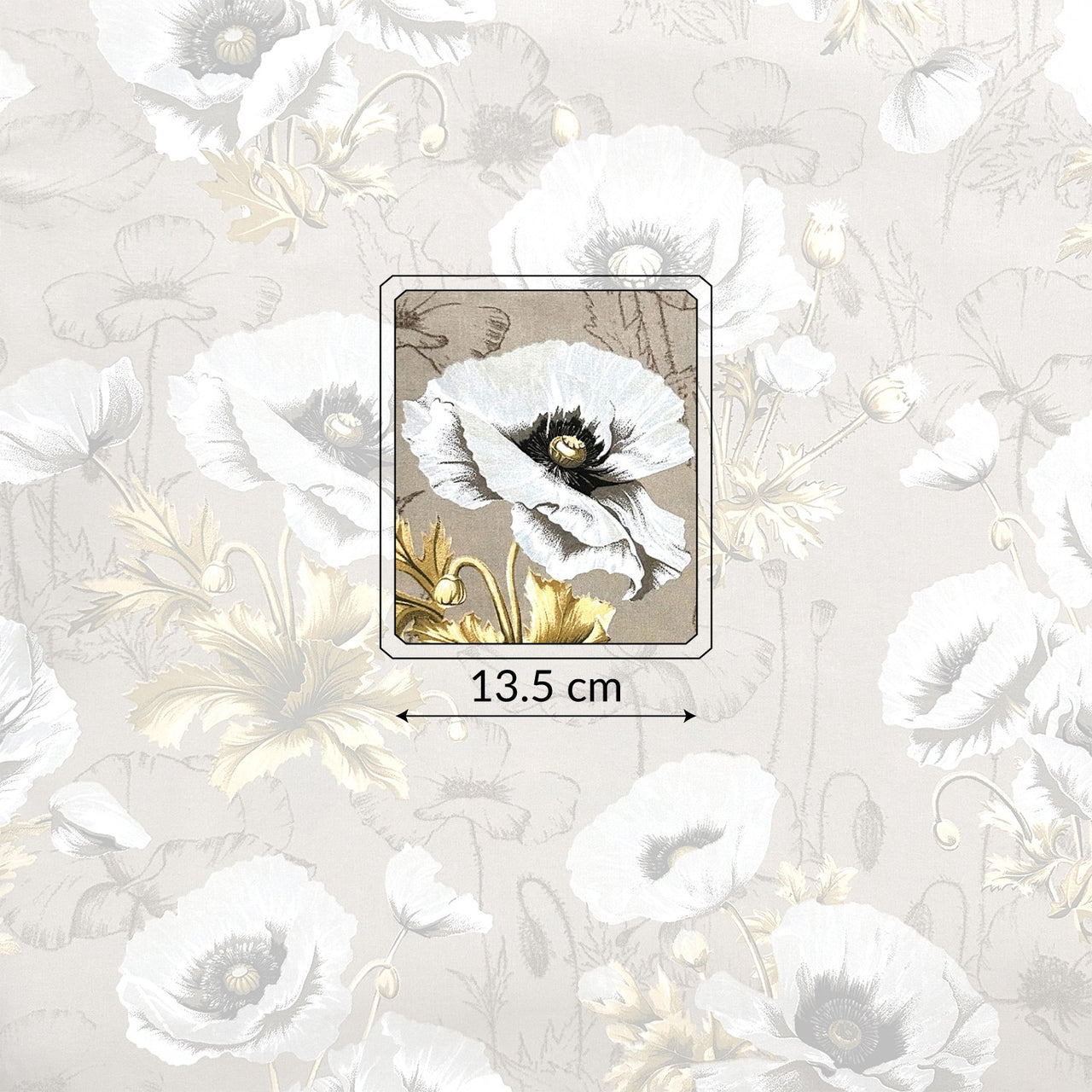 Cotton Fabric - Beige Poppies