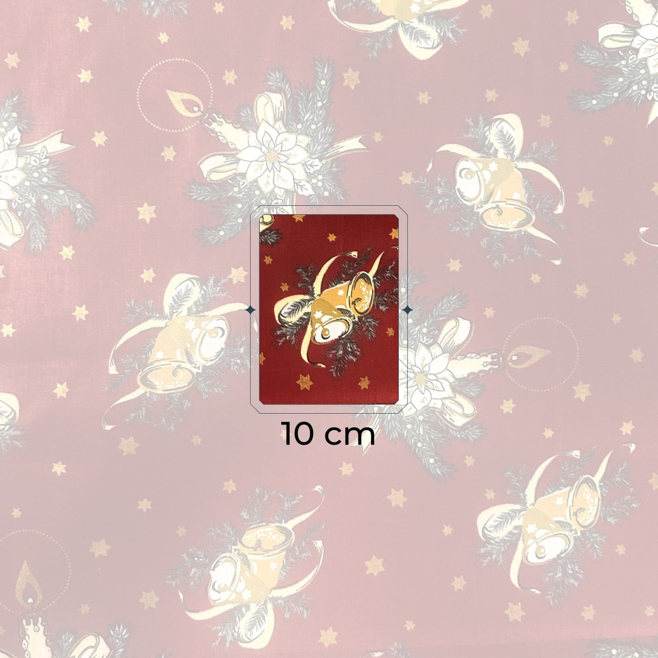 Cotton Fabric - Bells and Candles, Red