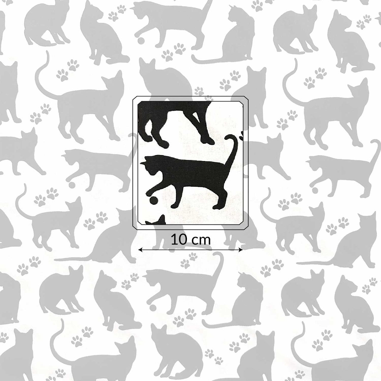 Cotton Fabric - Big Black Cats on White