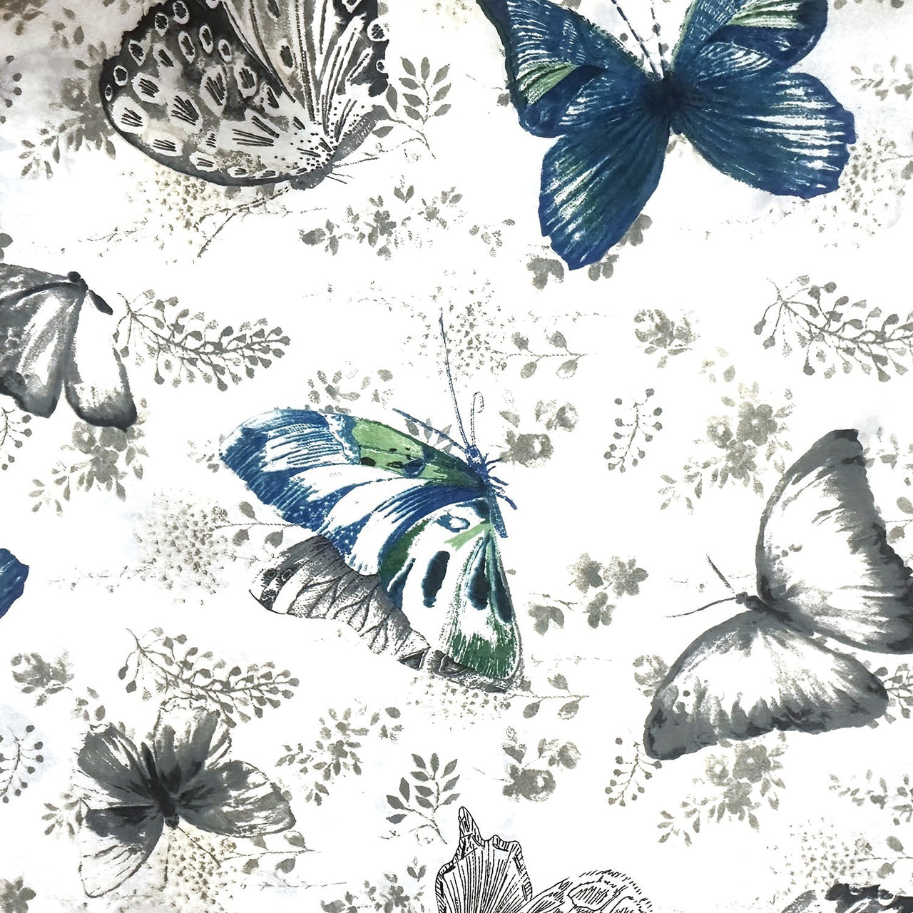 Cotton Fabric - Butterflies, Blue