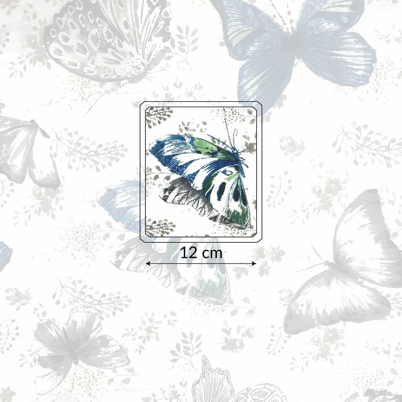 Cotton Fabric - Butterflies, Blue