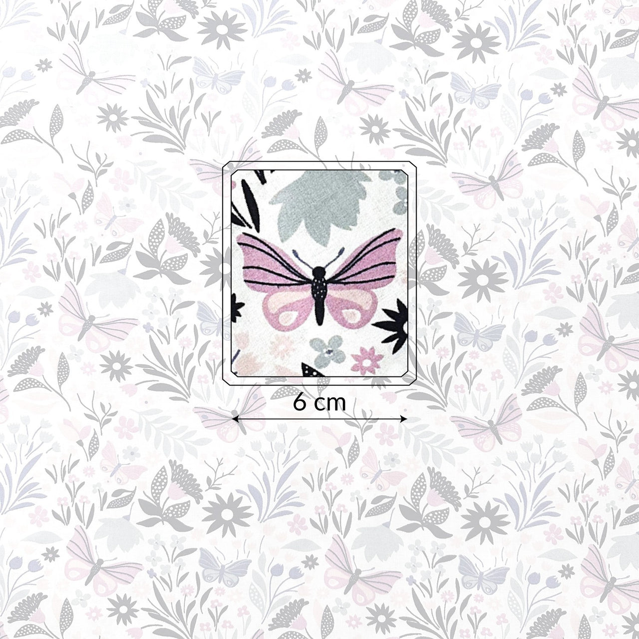 Cotton Fabric - Butterflies, Purple and pink
