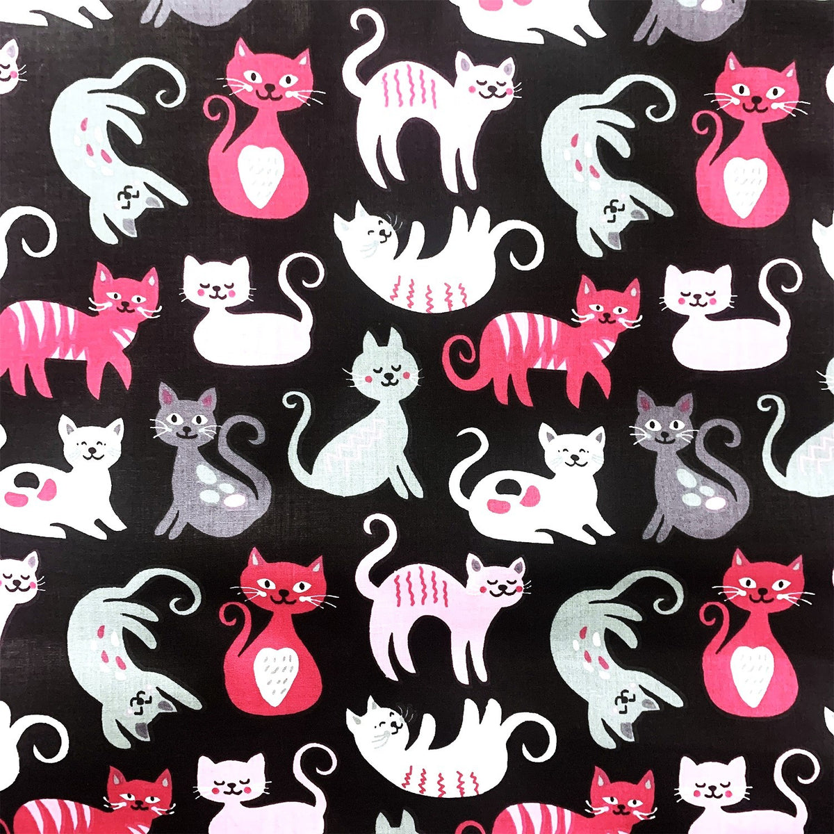 Cotton Fabric - Cats Pink