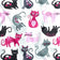 Baumwollstoff - Katzen rosa und schwarz auf weiß
