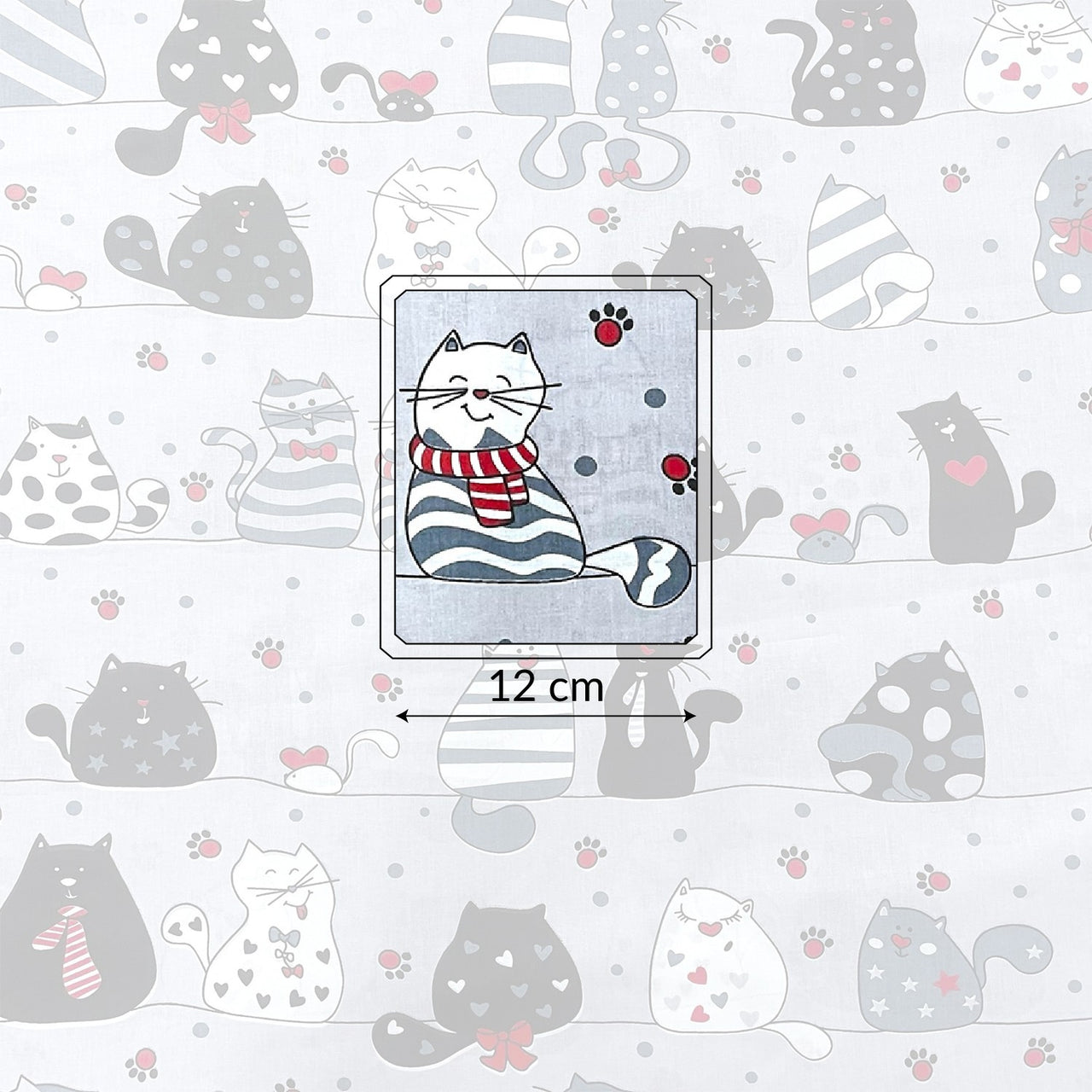 Cotton Fabric - Cats on a Line Grey