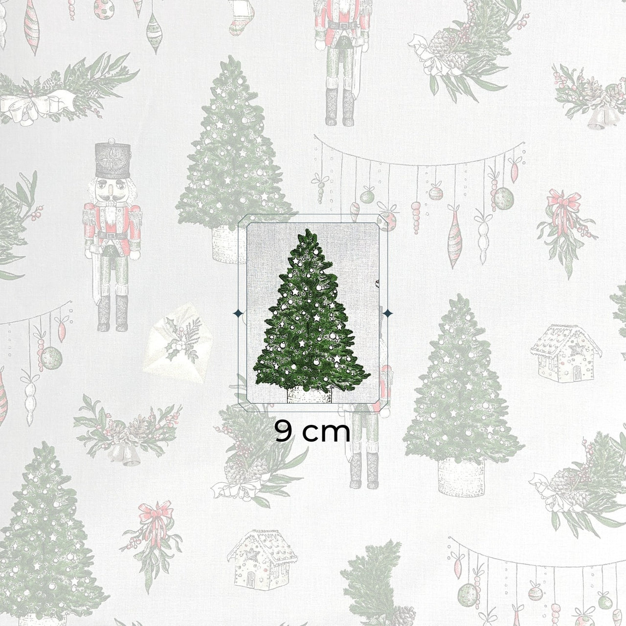 Cotton Fabric - Christmas Nutcracker, Gray