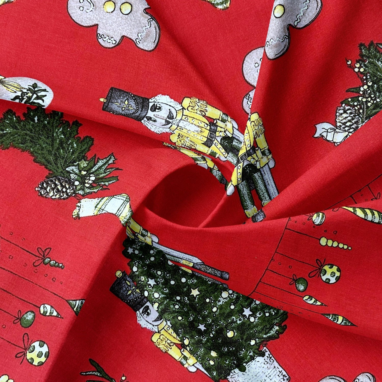 Cotton Fabric - Christmas Nutcracker, Red