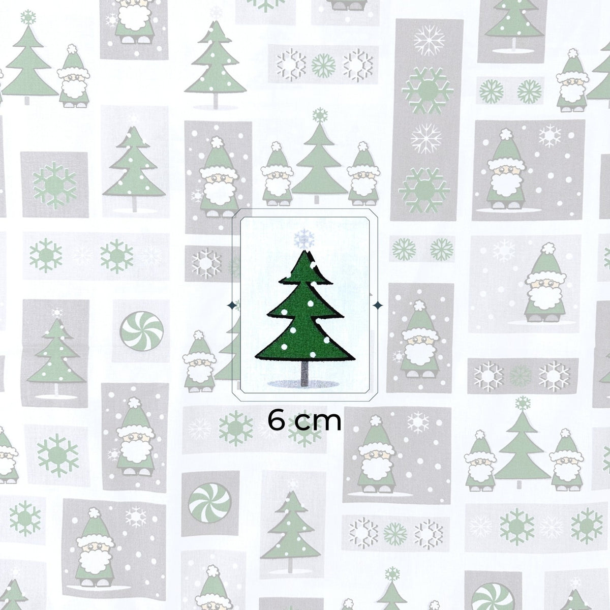 Cotton Fabric - Christmas Patchwork, Santa Claus Green