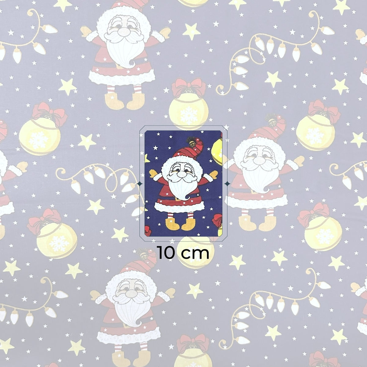 Cotton Fabric - Christmas Santa Claus and christmas lights