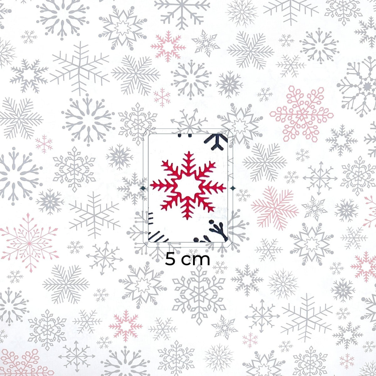 Cotton Fabric - Christmas Snowflakes Red-Black