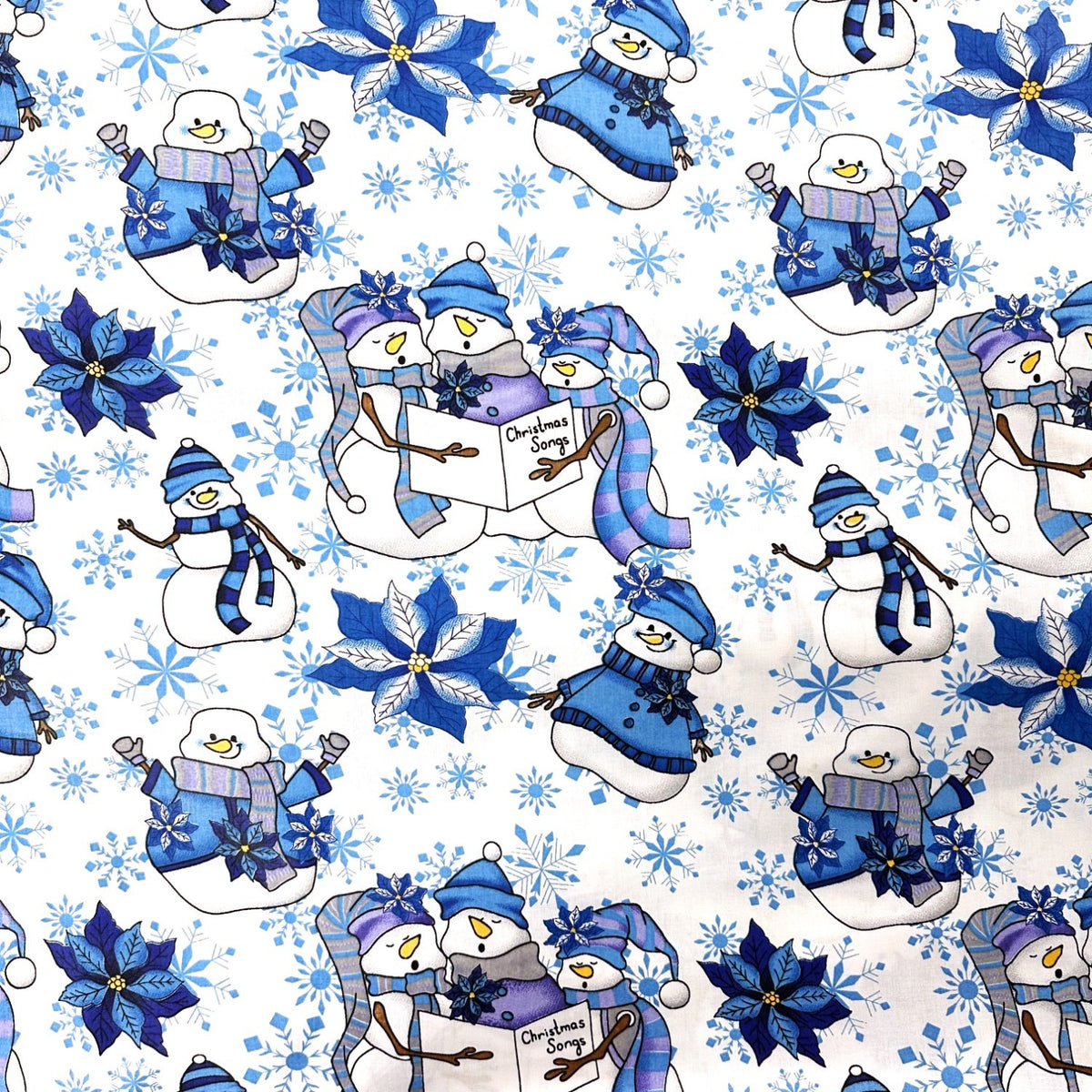 Cotton Fabric - Christmas blue snowmen