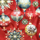Baumwollstoff - Weihnachtliche dekorative rote Kugeln