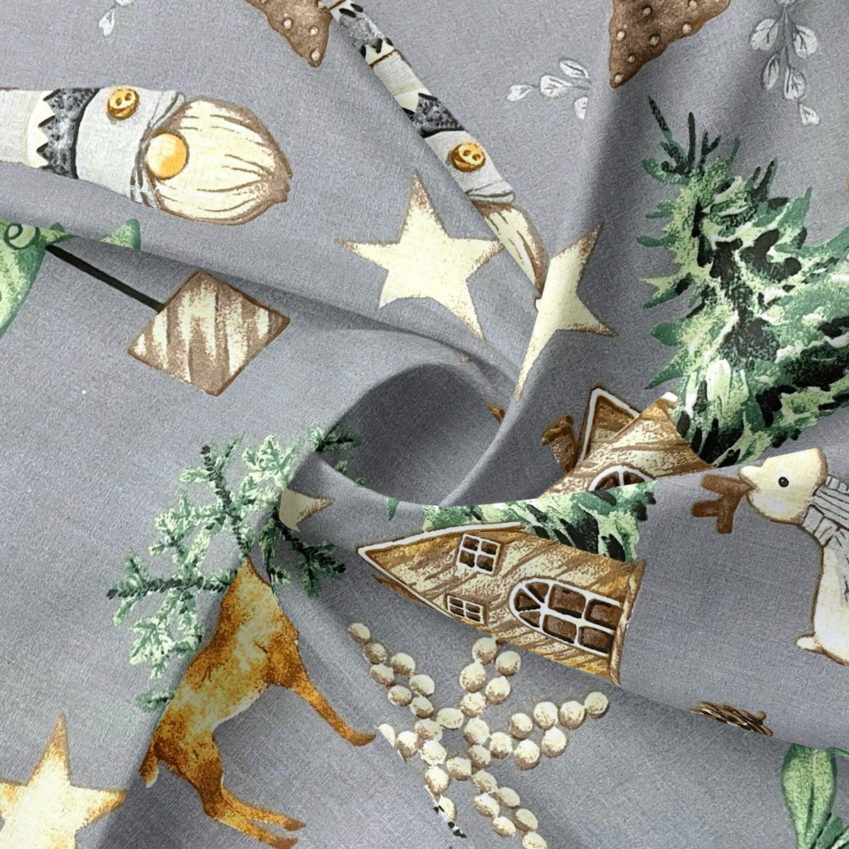 Cotton Fabric - Christmas mood, Gray