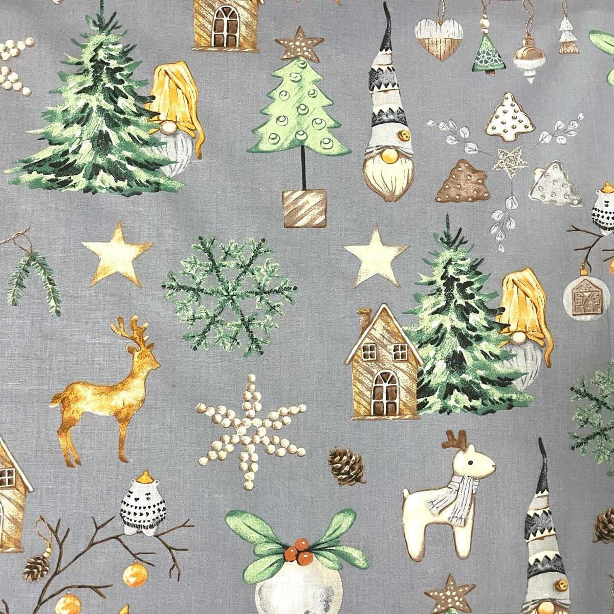 Cotton Fabric - Christmas mood, Gray
