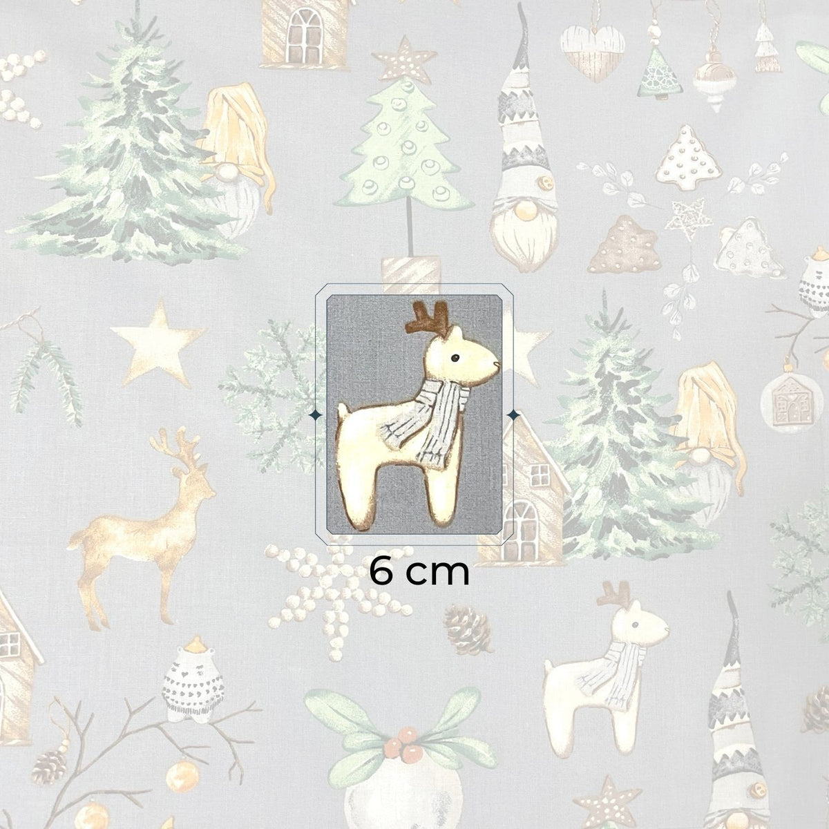 Cotton Fabric - Christmas mood, Gray