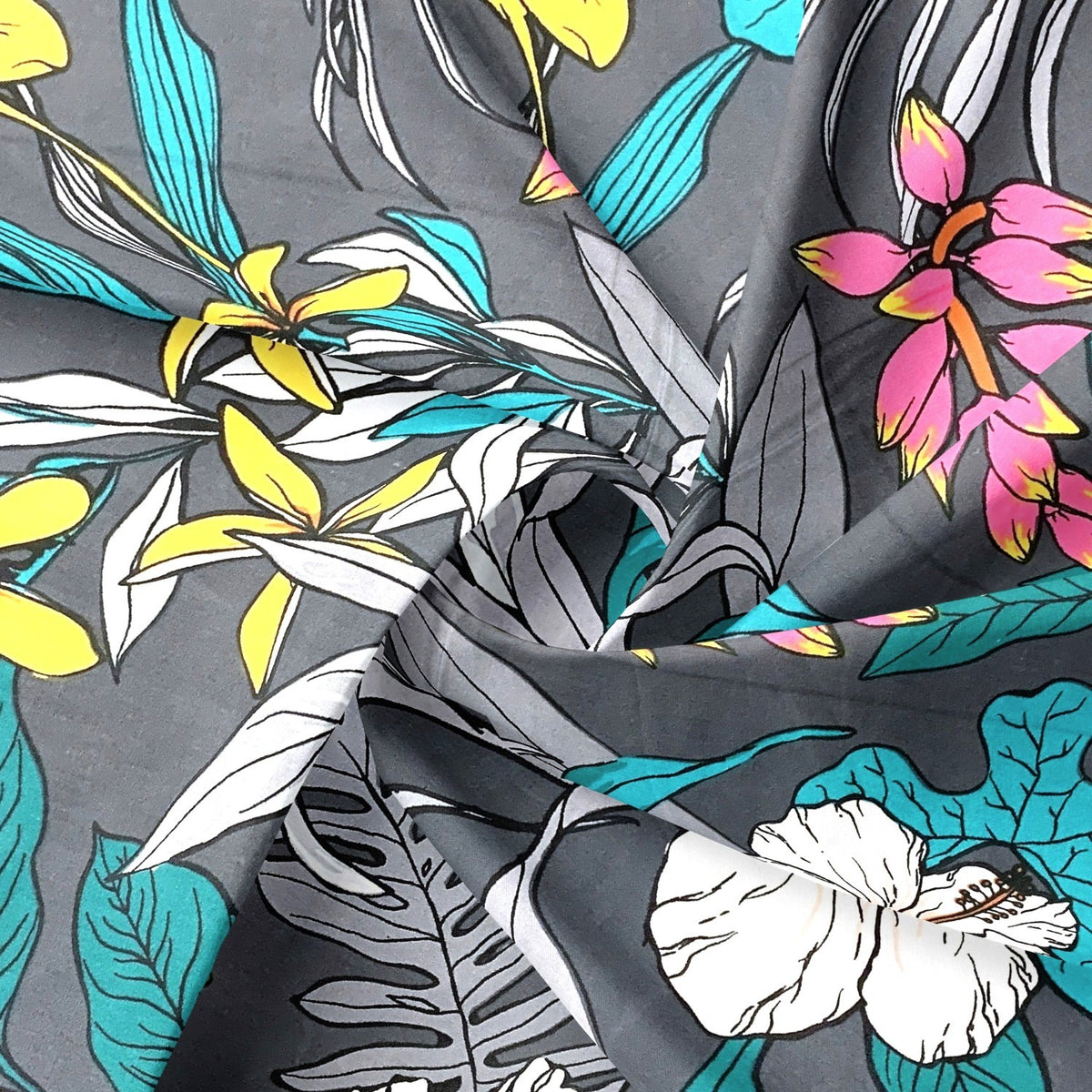 Cotton Fabric - Colorful Botany, Gray