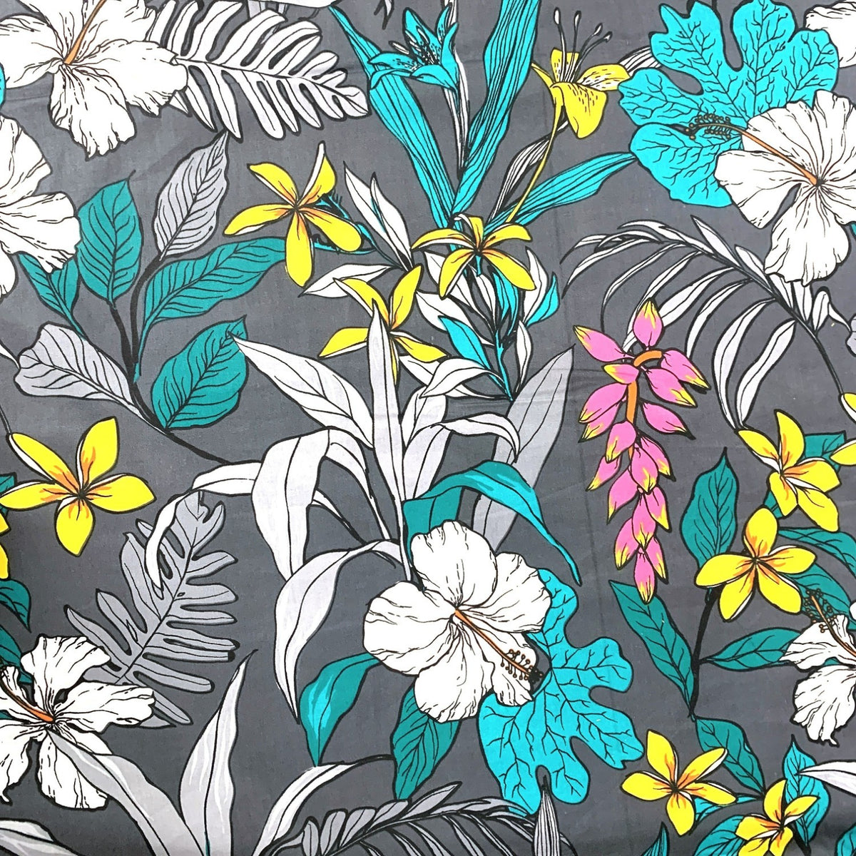 Cotton Fabric - Colorful Botany, Gray