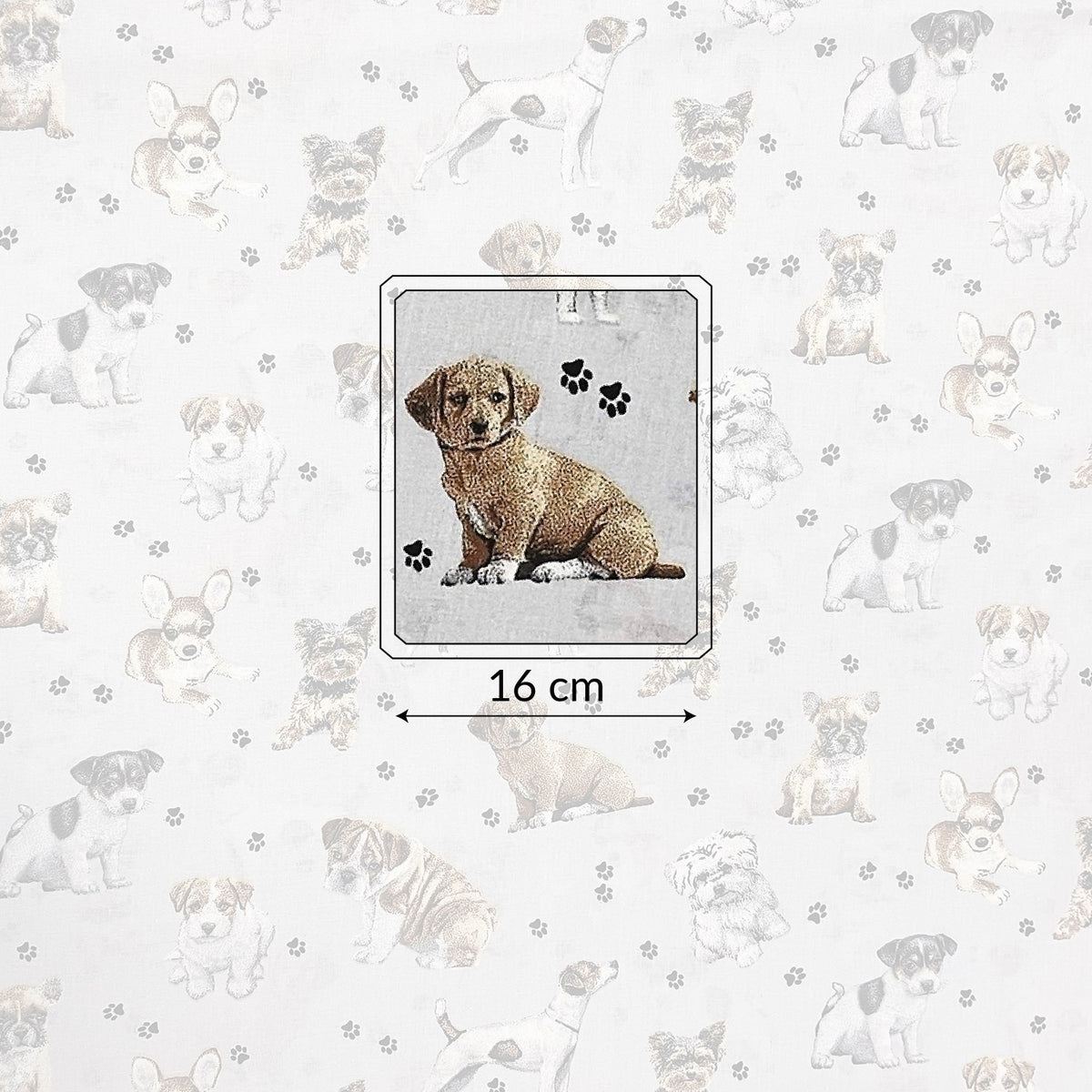 Cotton Fabric - Dogs Paws on Light Gray Background
