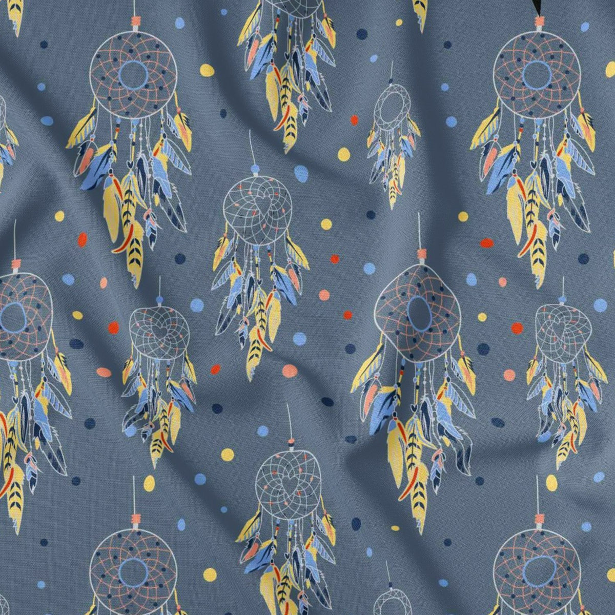Cotton Fabric - Dream Catchers and Dots Navy Blue