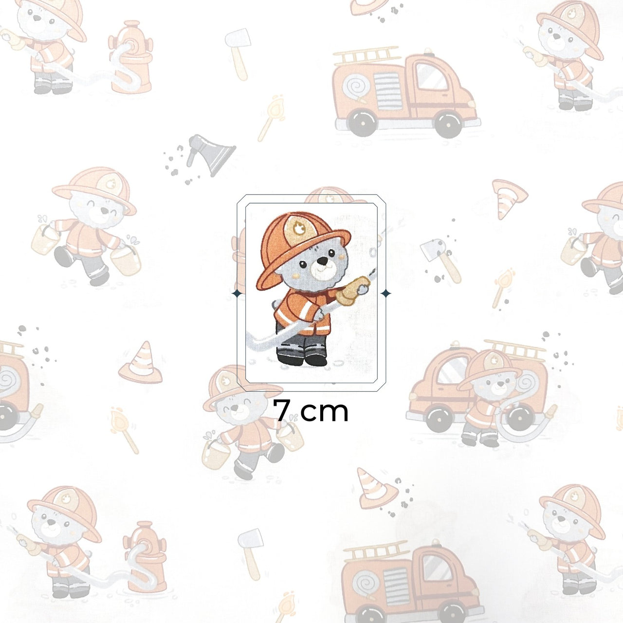 Cotton Fabric - Firefighter Teddy Bear