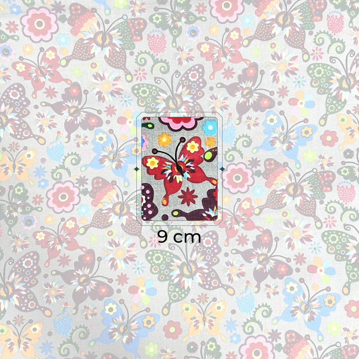 Cotton Fabric - Folk Butterflies Gray